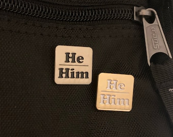 He/Him Pronoun Lapel Pin Set: Polished Silver & Gold (2 Pack)