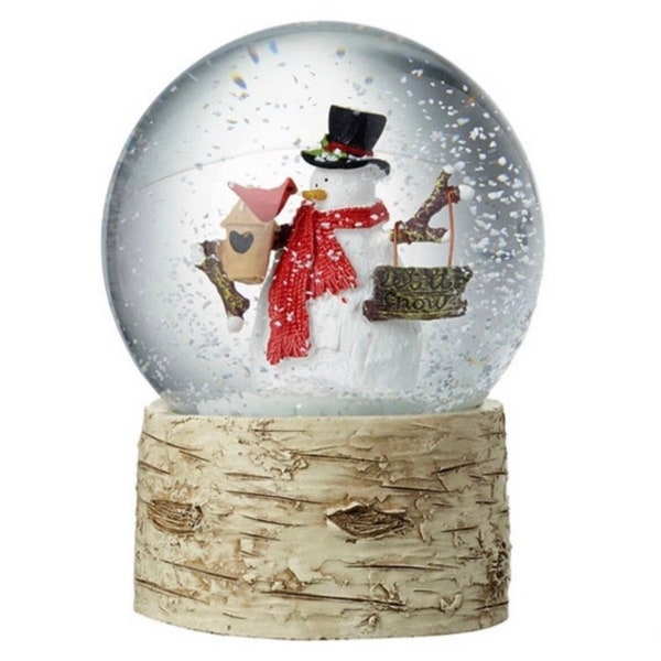 Laissez-le neiger bonhomme de neige musical boule à neige en verre boule à neige Noël, bureau, décoration de salon, forêt enchantée, pays des merveilles d'hiver