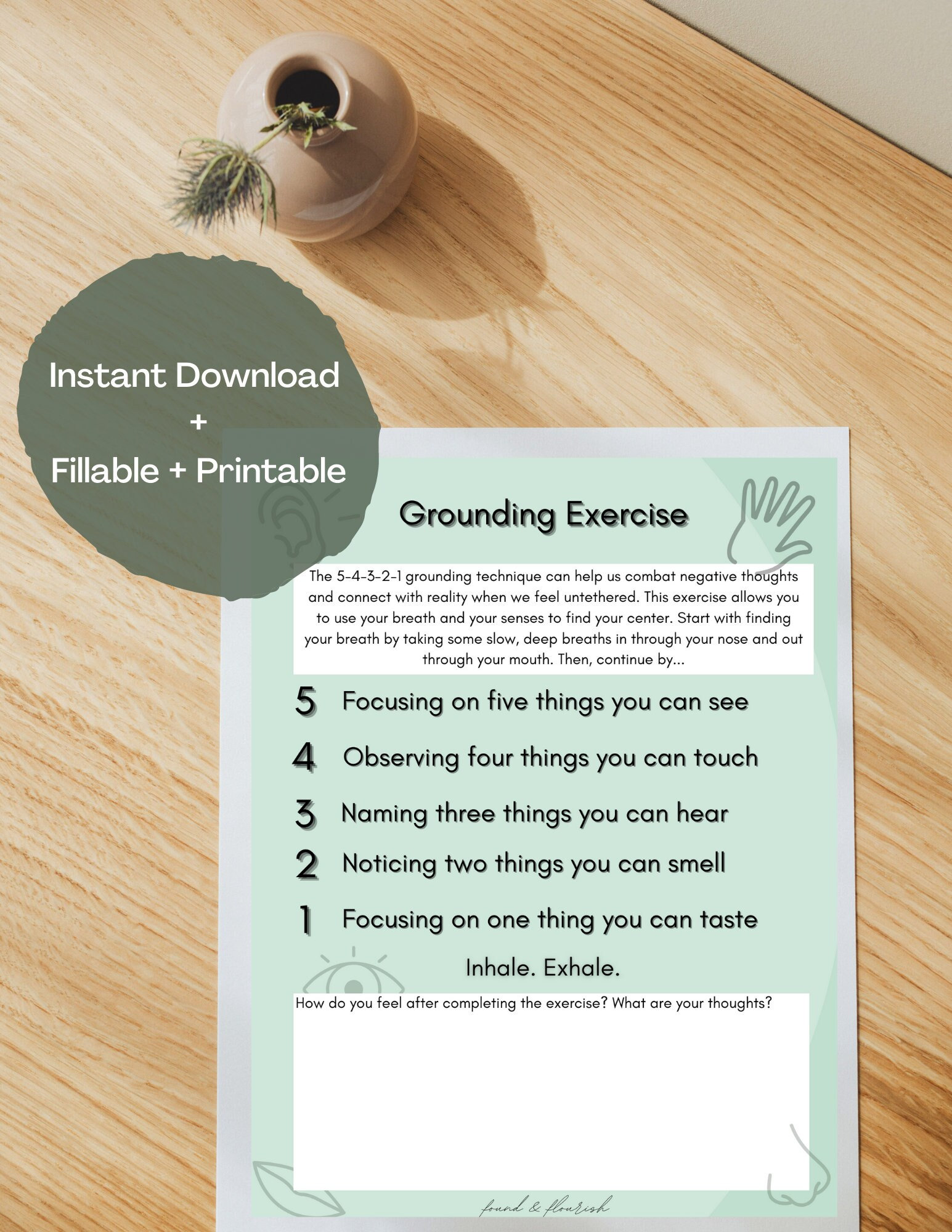 Grounding Exercise Grounding For Anxiety Anxiety Printable Etsy Ireland
