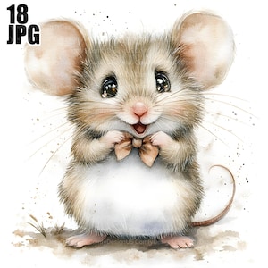 18 lindos dibujos de ratones, dibujos de ratones, guardería de ratones, imágenes de ratones, ratones felices, JPG de alta calidad, diario basura, descarga digital, manualidades de papel