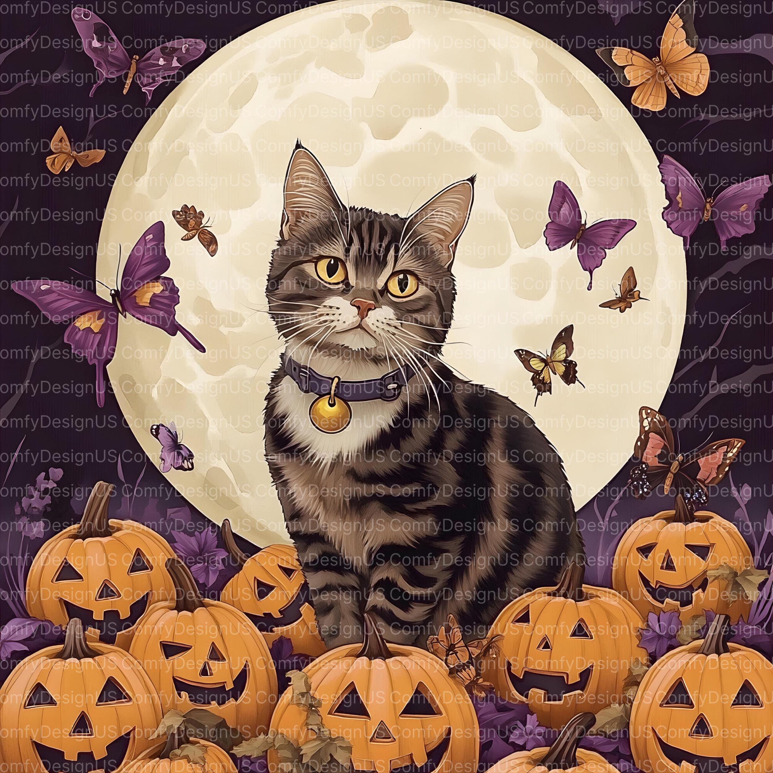 ハロウィン キャット」油絵 原画 オリジナル 1点物 絵画