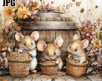 Image clipart famille souris mignon, clipart souris, 19 fichiers JPG aquarelle haute résolution pour la journalisation indésirable, scrapbooking, fabrication de cartes, téléchargement numérique