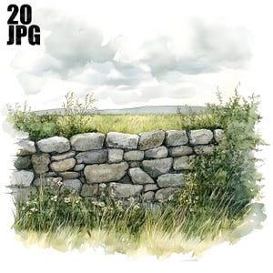 20 Clipart di muri in pietra rustici, immagini di muri in pietra, clipart di pietra, JPG di alta qualità, clipart di acquerelli, diario di spazzatura, download digitale, artigianato