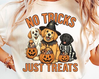 No Tricks Just Treats PNG, Halloween Dog Png, Halloween Png, Dog Lover Png, Dog Mama Png, Retro Halloween, Spooky Png, Sublimation Designs