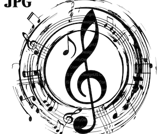 15 Music Notes Clipart, Music Wall Art, Music Notation Clipart, Printable Watercolor Clipart High Quality JPGs Digital Download Junk Journal