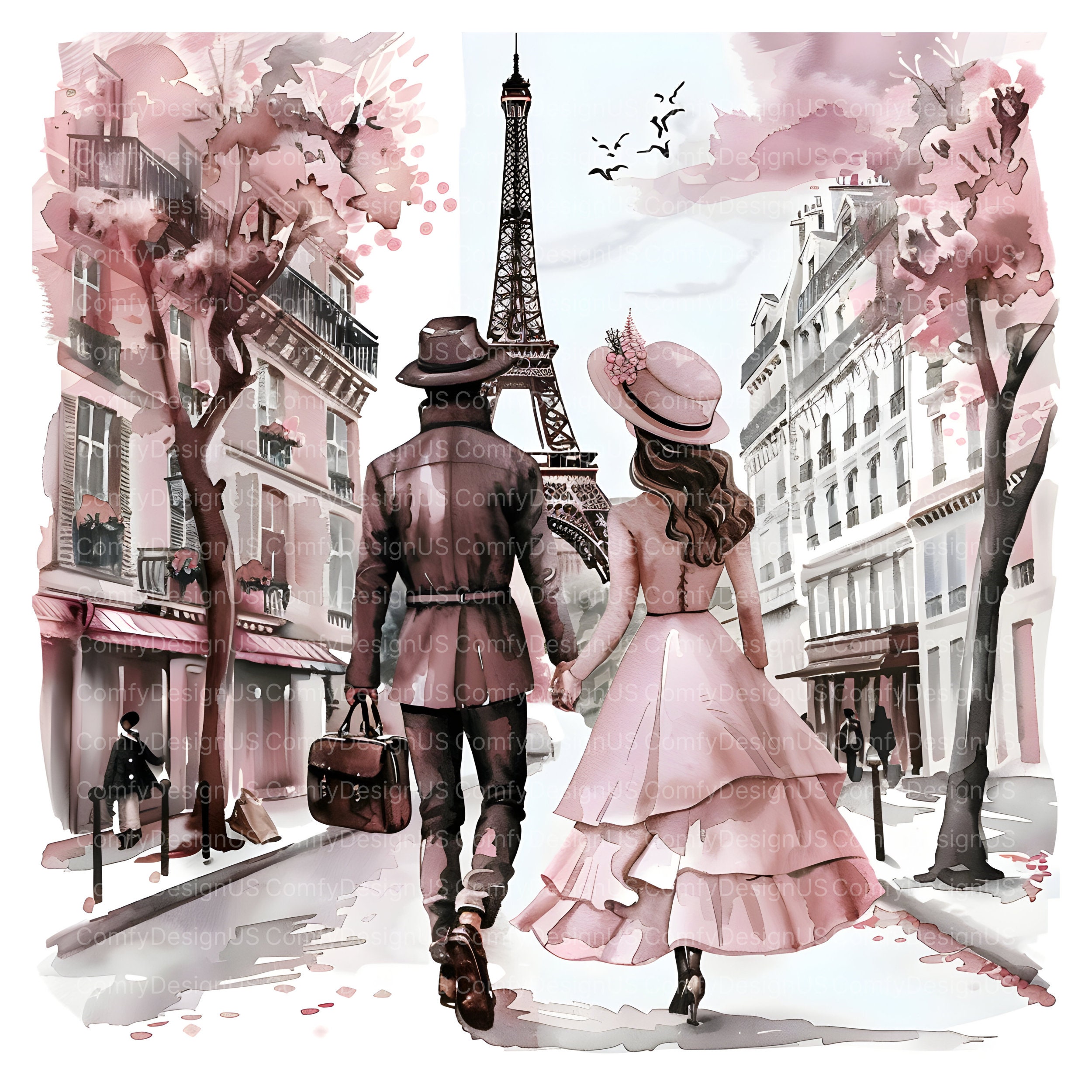 15 Vintage Paris Clipart Eiffel Tower Clipart Paris Postcard 