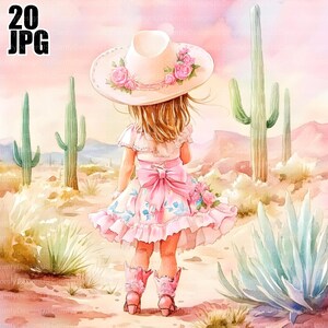 Kleines Cowgirl Clip Art Bundle, 20 hochauflösende Aquarell JPGs für Junk Journaling, Scrapbook, Handwerk, digitaler Download, kommerzielle Nutzung, Cowboy