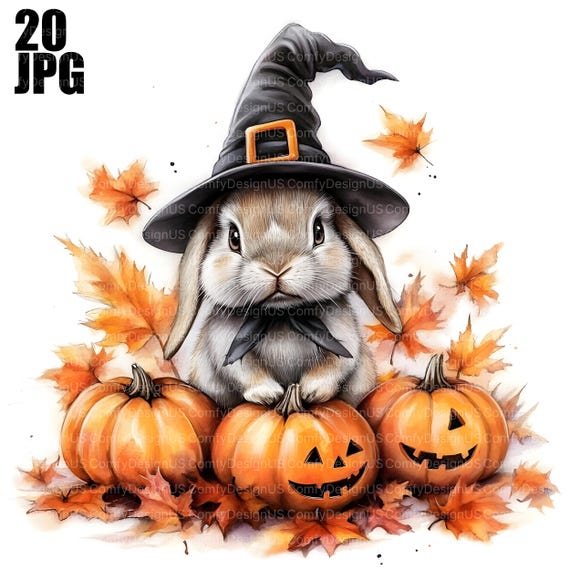 かわいいハロウィンうさぎのクリップアート20選、ハロウィンクリップ