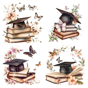 15 Graduation Caps, Diploma Clipart, Grad, Printable Watercolor Clipart, High Quality JPGs, Digital Download, Paper Craft, Junk Journal image 4