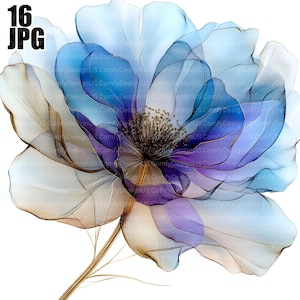 16 Abstrakte Blumen Clipart, getrocknete Blumen, Boho-Stil zum Ausdrucken, Boho Blumen, Aquarell Blumen, Blumen zum Ausdrucken, Junk Journal, JPG