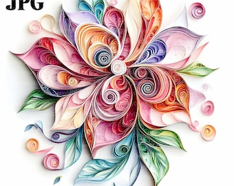 15 Clipart di fiori di quilling, clipart di bouquet, arte floreale di quilling, clipart di acquerelli, JPG di alta qualità, download digitale, diario spazzatura