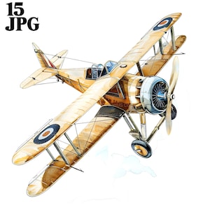 15 Vintage Planes Clipart, Retro Plane, Antique Plane, Printable Watercolor Clipart, High Quality JPGs, Digital Download, Junk Journal