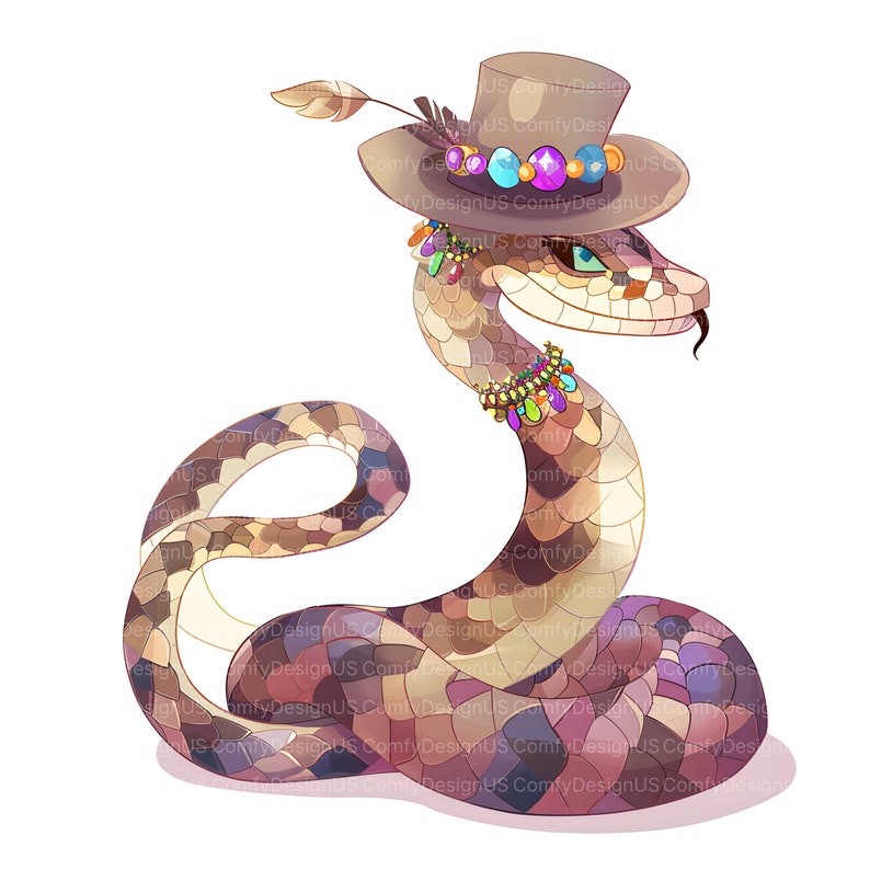 15 Jeweled Snake Clipart, Diamondback Rattlesnake, Printable Watercolor ...