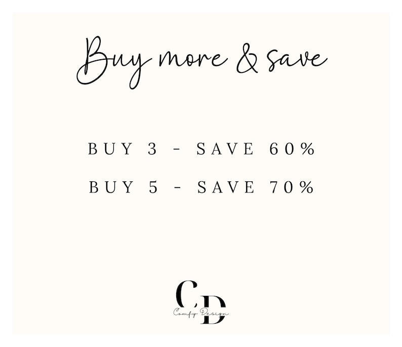 Pu&ograve; includere: Compra di pi&ugrave; e risparmia sugli articoli. Acquista 3 articoli e risparmia il 60%, acquista 5 articoli e risparmia il 70%. Comfy Design.