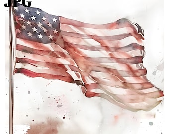 15 USA Flag Clipart, Watercolor USA Flag, 4th of July Clipart, Printable Watercolor Clipart, High Quality JPGs, Digital Download Paper Craft