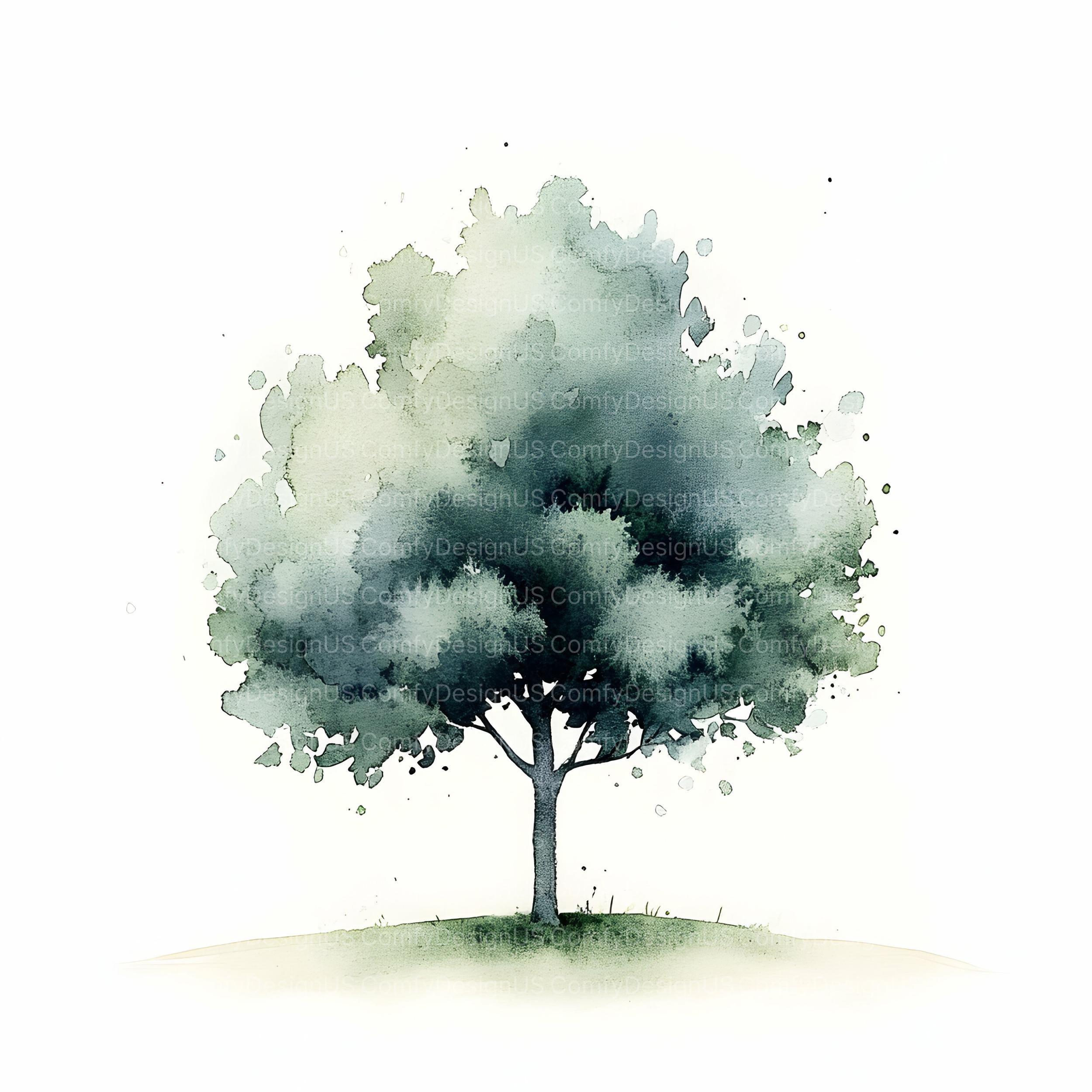 15 Minimalistic Tree Clipart, Simple Tree, Watercolor Tree, Printable ...