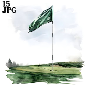 15 Golf Clipart Bundle, Dzień Ojca Golfing, Prezenty dla Golfistów, Wydrukowalne Cliparty Akwarelowe, Wysokiej Jakości JPG, Pobieranie Cyfrowe, Rękodzieło Papierowe