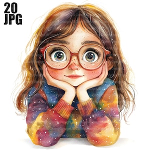 20 aquarel schattig klein meisje clipart, hoge kwaliteit jpg's, aquarel clipart, junk Journal, digitale download, Paper Craft, commercieel gebruik