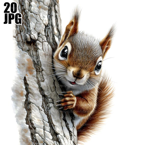 20 Squirrel Clipart, Squirrel Graphics, Nature Nursery, Wildlife Clipart, Animal Clipart, Watercolor Clipart, Junk Journal, Digital Download