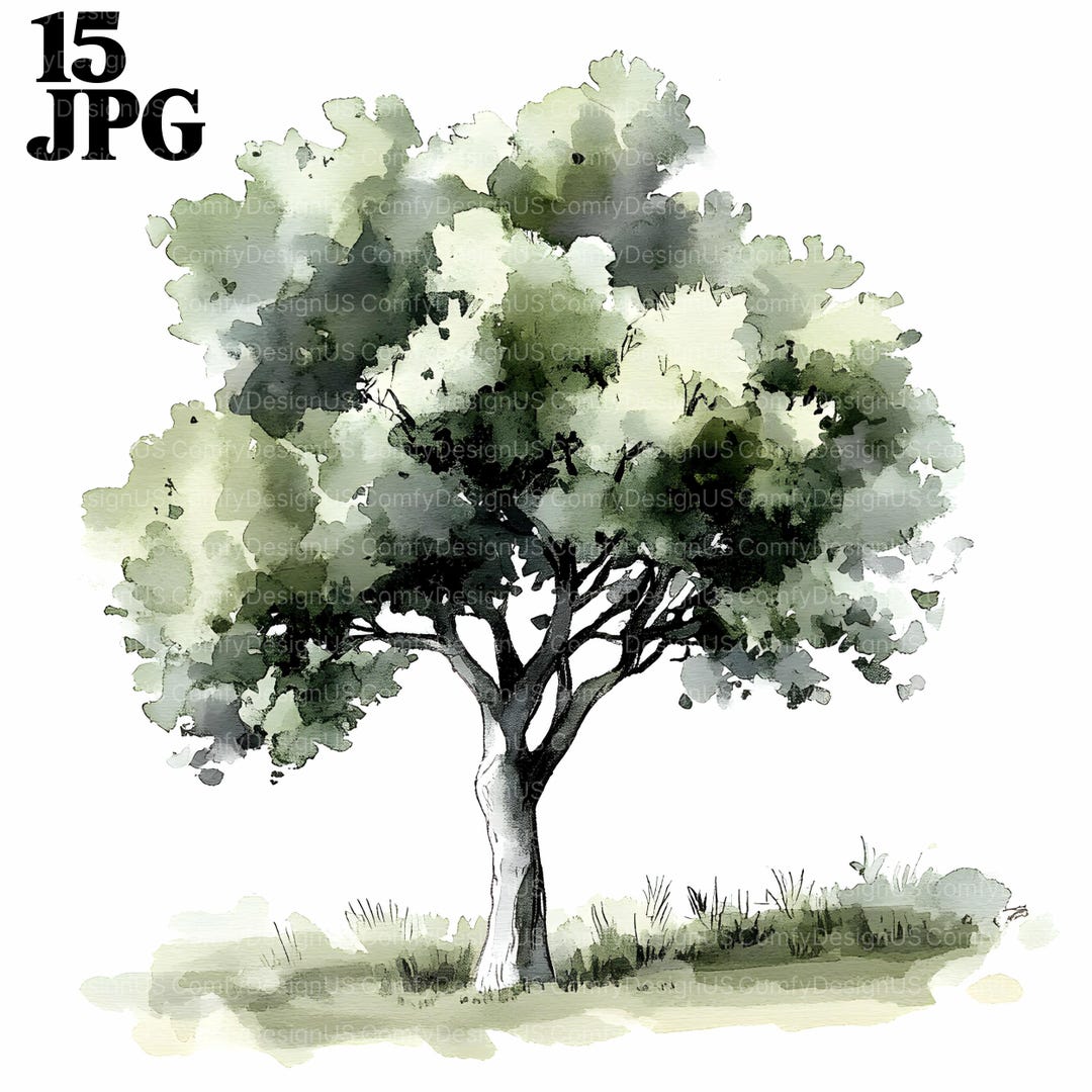 15 Minimalistic Tree Clipart, Simple Tree, Watercolor Tree, Printable ...
