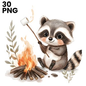 30 cliparts mignon raton laveur, raton laveur PNG, ratons laveurs, PNG aquarelle haute résolution pour la journalisation indésirable, scrapbooking, fabrication de cartes, téléchargement numérique