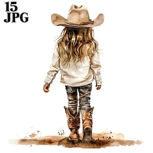 15 Little Cowgirl Clipart, Cowboy Hat, Cowboy Boots, Cowboy Girl, Printable Watercolor Clipart, High Quality JPGs, Digital Download, Journal