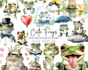 Imágenes prediseñadas de rana linda, rana PNG, gráficos de rana, ranas imprimibles, decoración de rana para guardería, rana verde, imágenes prediseñadas de animales PNG de alta calidad para uso comercial