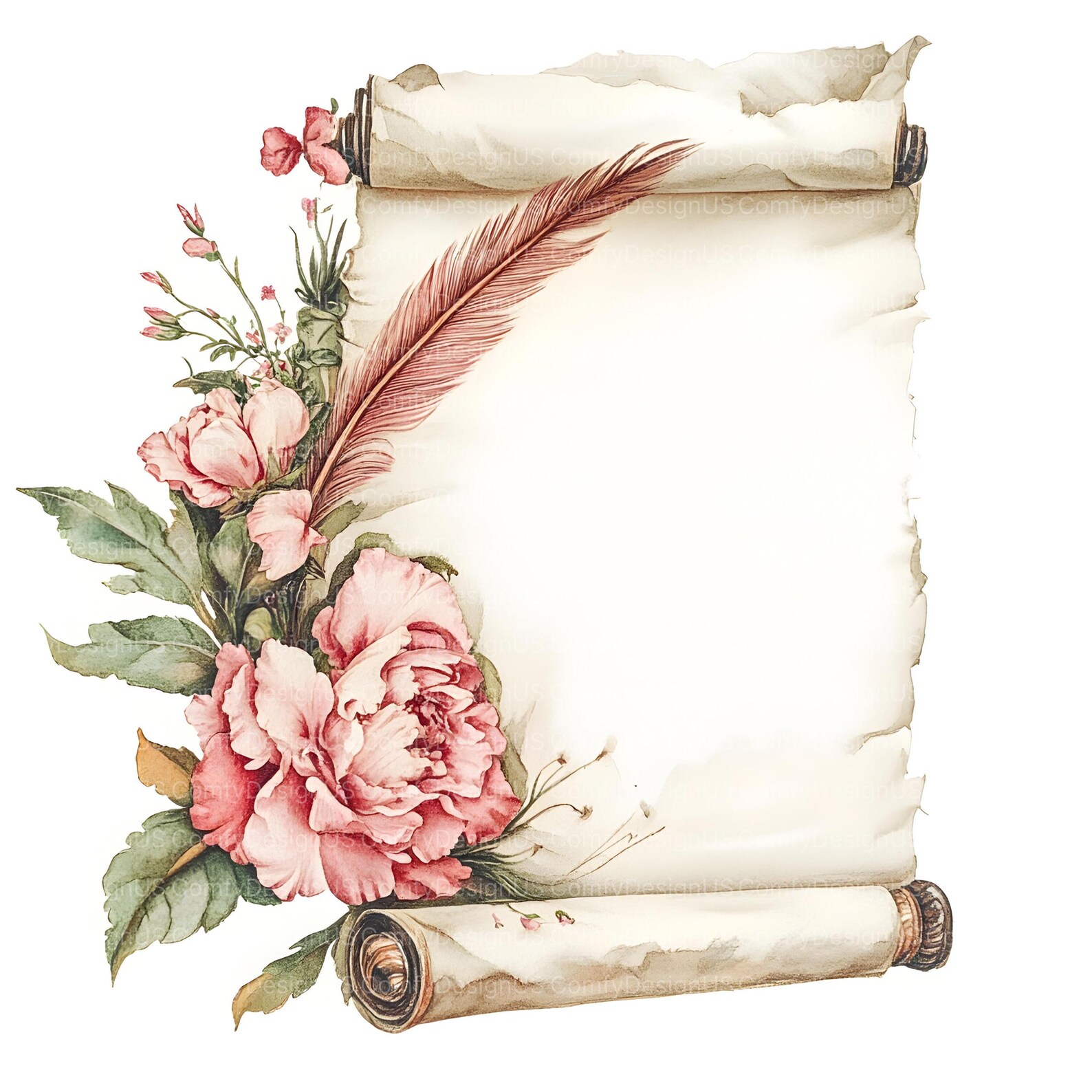 20 Vintage Scroll Clipart, Vintage Floral Paper Design, High Quality ...