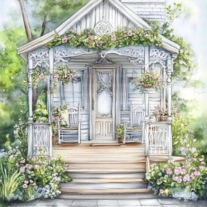 20 Summer Porch Clip Art Bundle, Front Porch Clipart, Vintage House ...