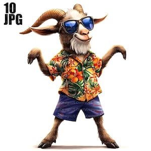 Funny Goat Clipart, 10 High Quality JPGs, Cartoon Goat, Barnyard Clipart, Farm Animal Clipart, Cute Goat, Junk Journal, Commercial Use