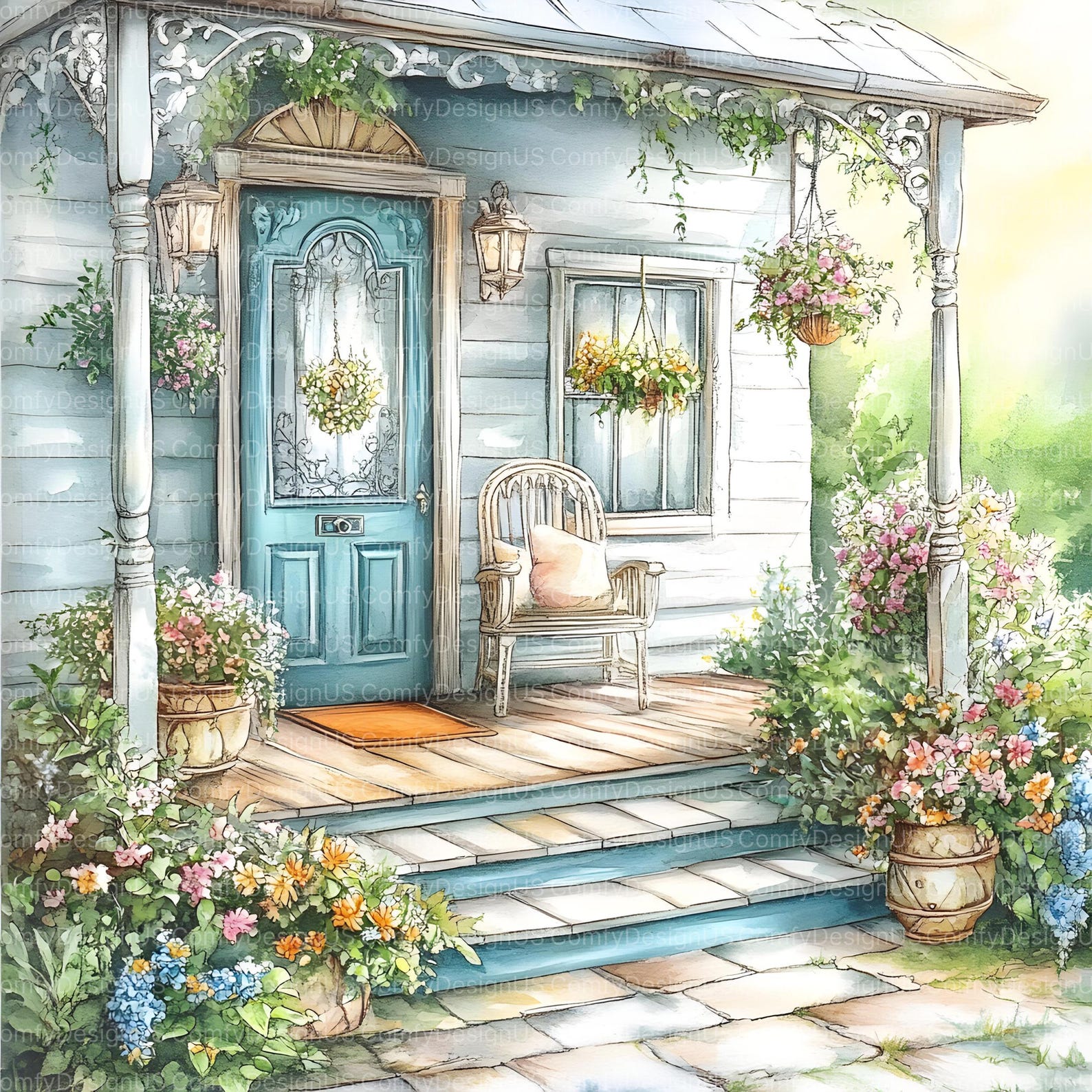 20 Summer Porch Clip Art Bundle, Front Porch Clipart, Vintage House ...