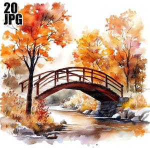 20 Autumn Scene Clipart, Fall Scenes, Autumn Clipart, Autumn Landscape, Watercolor Clipart, Junk Journal, Digital Download, Paper Craft, JPG