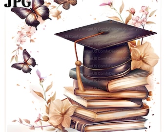 15 Graduation Caps, Diploma Clipart, Grad, Printable Watercolor Clipart, High Quality JPGs, Digital Download, Paper Craft, Junk Journal