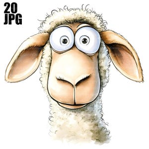 20 Funny Sheep Clipart, Quirky Sheep, Watercolor Sheep, High Quality JPGs, Watercolor Clipart, Junk Journal, Digital Download, Paper Craft