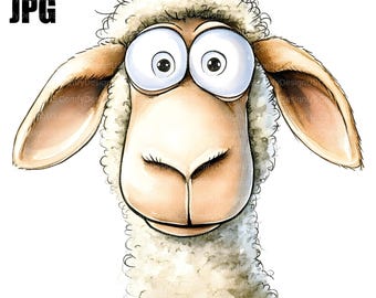 20 Funny Sheep Clipart, Quirky Sheep, Watercolor Sheep, High Quality JPGs, Watercolor Clipart, Junk Journal, Digital Download, Paper Craft