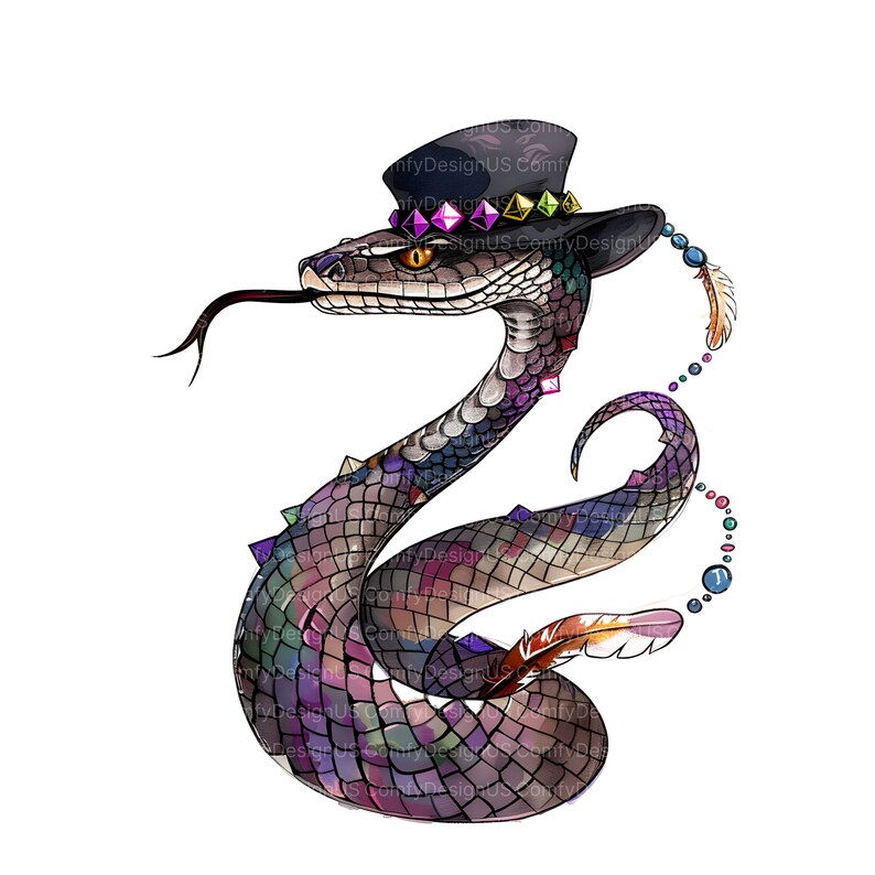 15 Jeweled Snake Clipart, Diamondback Rattlesnake, Printable Watercolor ...