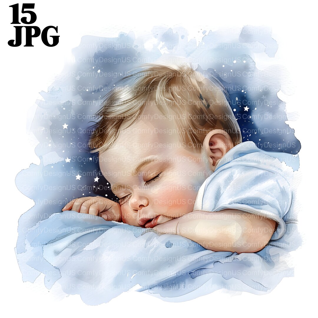 15 Baby Sleeping Clipart, Sleeping Kid, Nursery Print, Printable ...