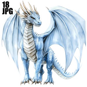 18 Majestic Dragon Clipart, Enchanting Dragon, Fantasy Dragon, Magical Dragon, Mythical Dragon, Junk Journal, Paper Craft, Watercolor JPG