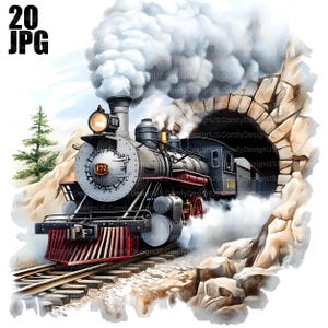 20 imágenes prediseñadas de trenes de vapor, trenes antiguos, trenes antiguos, trenes retro, imágenes prediseñadas de ferrocarriles, locomotoras antiguas, imágenes prediseñadas de motores de vapor, diario basura