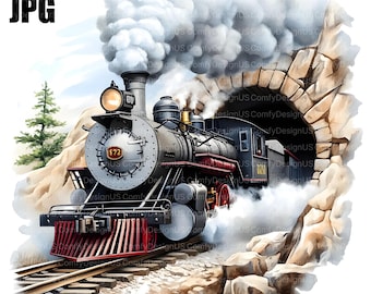 20 Steam Train Clipart, Antique Train, Vintage Train, Retro Train, Railway Clipart, Vintage Locomotive, Steam Engine Clipart, Junk Journal