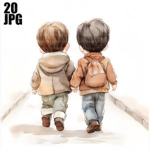 20 Melhores Amigos Meninos Clip Art, Amizade Clipart, Crianças Clipart, Amigos Clipart, Aquarela Clipart, Download Digital, JPG