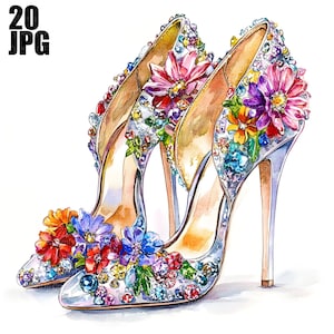 20 Clipart de luxe talons hauts, chaussures Clipart, Clipart talons femmes, haute couture des cliparts, JPG de haute qualité, Junk Journal, téléchargement numérique