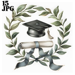 15 Diploma Clipart, Graduation, Student Graduation, Grad, Certificate, Printable Watercolor Clipart, High Quality JPGs, Digital Download
