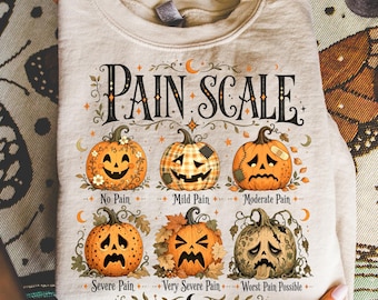 Halloween Nurse Pain Scale PNG, Boho Floral Pumpkin Png, Funny Nurse Halloween Shirt, Medical Humor Png Halloween Pumpkin Sublimation Design
