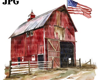 15 Farm Barn Clipart, Farm Barns, Farming Barn, Printable Watercolor Clipart, High Quality JPGs, Digital Download, Paper Craft, Junk Journal