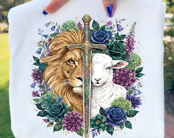 Christian Lion Of Judah PNG, Lamb Of God Faith Graphic, Jesus Bible Verse Shirt Design, Religious Sublimation, Jesus Png, Faith Png, God Png
