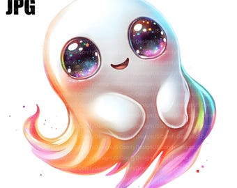 20 Clipart fantôme mignon, graphique fantôme, fantôme imprimable, JPG de haute qualité, clipart aquarelle, Junk Journal, téléchargement numérique, créations en papier