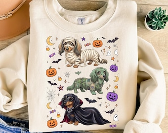 Halloween Dachshund PNG Mummy Vampire Weiner Dog Sublimation Design Spooky Dog Png Dog Mom Halloween Retro Halloween Png Spooky Sublimation