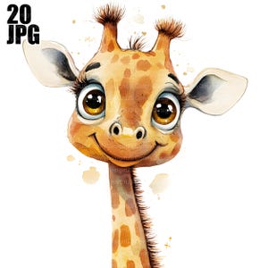 20 Giraffe Clipart, Cute Giraffes, Animal Clipart, High Quality JPGs, Watercolor Clipart, Junk Journal, Digital Download, Paper Craft