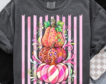 Colorful Pumpkin PNG, Preppy Autumn Png, Trending Fall Sublimation Designs, Funny Halloween Png, Pink Halloween Graphic, Digital Download